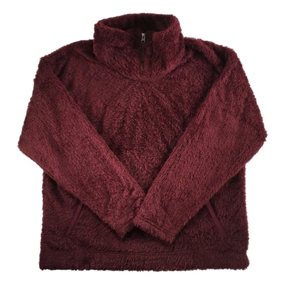 The North Jacket Face Furry Fleece 1/4 Zip Pullover XL Garnet Red NWT - Picture 3 of 5